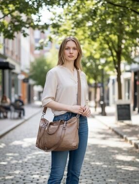 Everyday Leather Tote Bag in Taupe